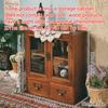 1PC Solid Wood Vintage Double Door Display Cabinet Sundry Cosmetics Drawer Wooden Desktop Storage Box