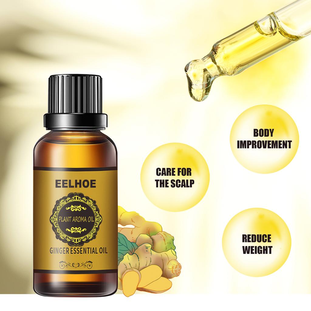 Óleo de Massagem de Gengibre EELHOE 10ml - Óleo Corporal Hidratante para Pele Suave, Hidratante e Nutritivo, Óleo Essencial Natural para Massagem Corporal