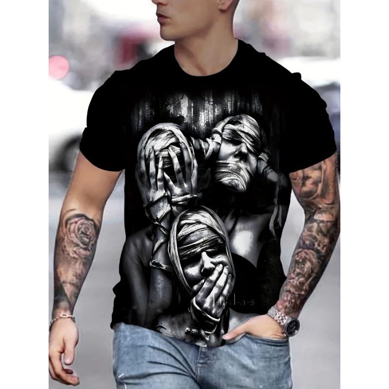 Men s 3D printed fun T-shirt - casual and breathable S