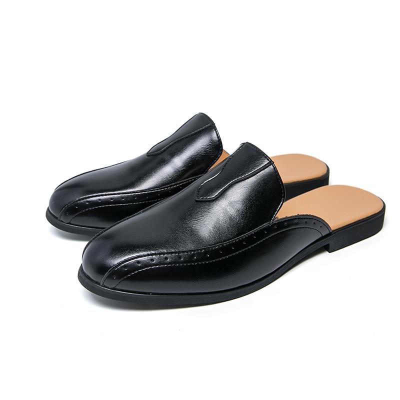 Luxury Brand Mules Italian Summer Sandals Loafers Half Shoes Leather Loafers Men's Shoes Designer Male Slides Slippers for Men
