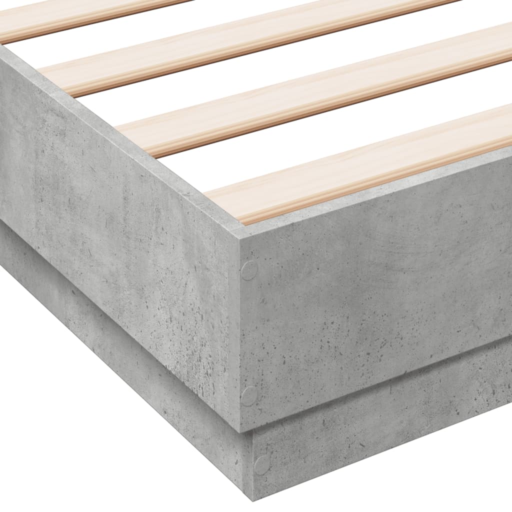 Bed Frame Concrete Grey 135 x 190 cm Engineered Wood