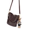 YUYULA Leder Handtasche, Damen Umhängetasche, Beuteltasche, Schultertasche, Kaffeefarbe, mit Geschenkbox