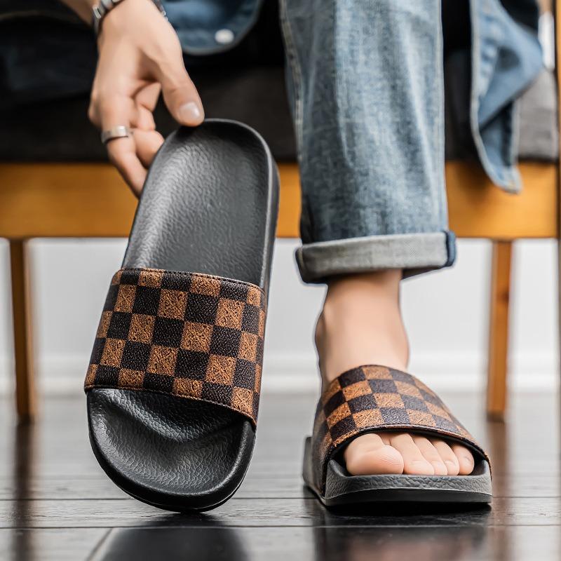 One-word drag men's home indoor slippers one-pedal tide 2 summer new men's slippers