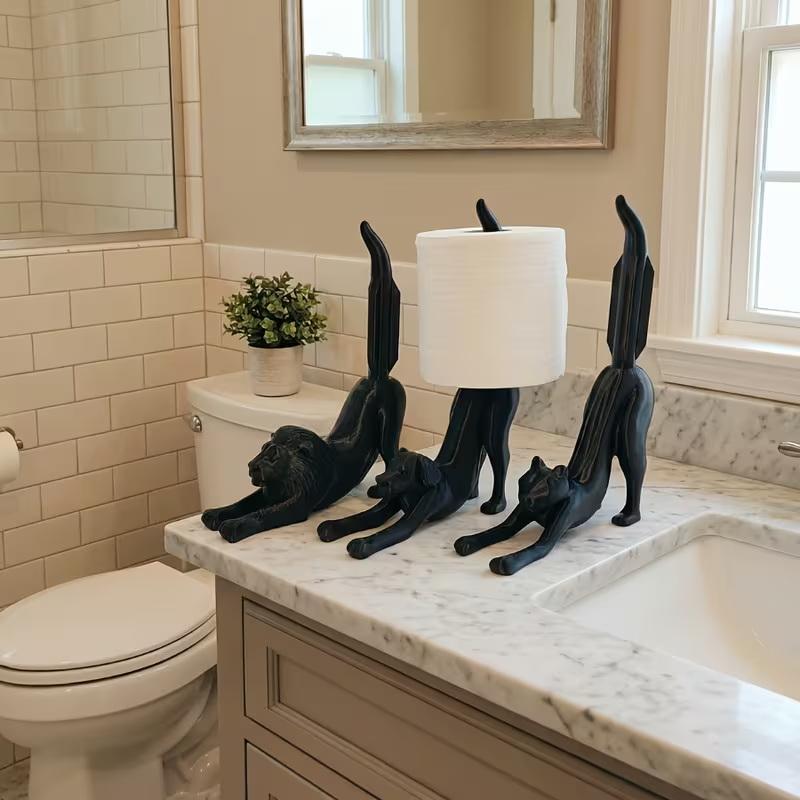Porta fazzoletti Cane/Gatto/Leone Carino che si stiracchia - Adorabile Decorazione e Organizzazione per il Bagno, Divertente Porta Rotolo di Carta Igienica