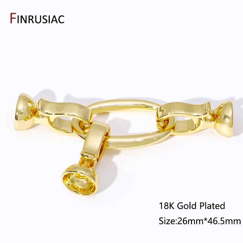 

18K Gold Plated Brass Oval Smooth Pearl Closure Clasps Fastener Connector Clasps For DIY Jewelry Making Accessories Findings 1 pcs