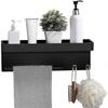 Black Shower Shelf, No Drilling Shower Shelf With Towel Rail And Hook, Aluminum, Rust Proof, For Bathroom And Kitchen