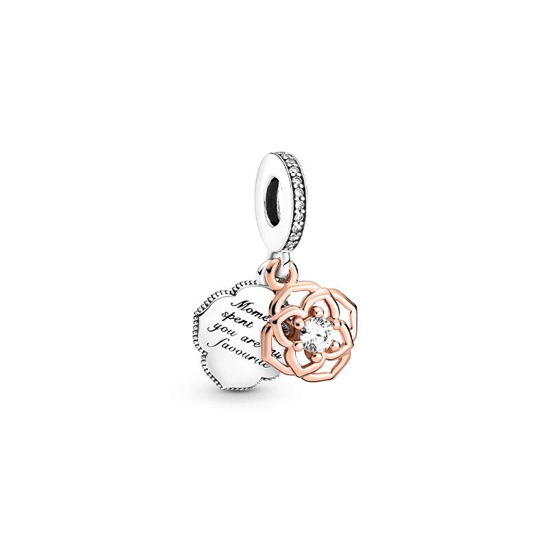 Pandora Two-color rose pendant 789373C01 серебряный