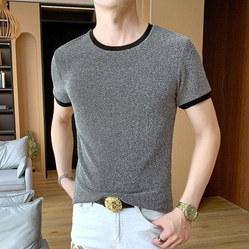 Shiny Silk Men O Neck Short Sleeve T Shirt Summer Fashion Hip Hop Punk Oversize Streetwear Golden Silver Party