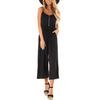 Women Casual Sleeveless V Neck High Waisted Wide Playsuits Beach Jumpsuit
