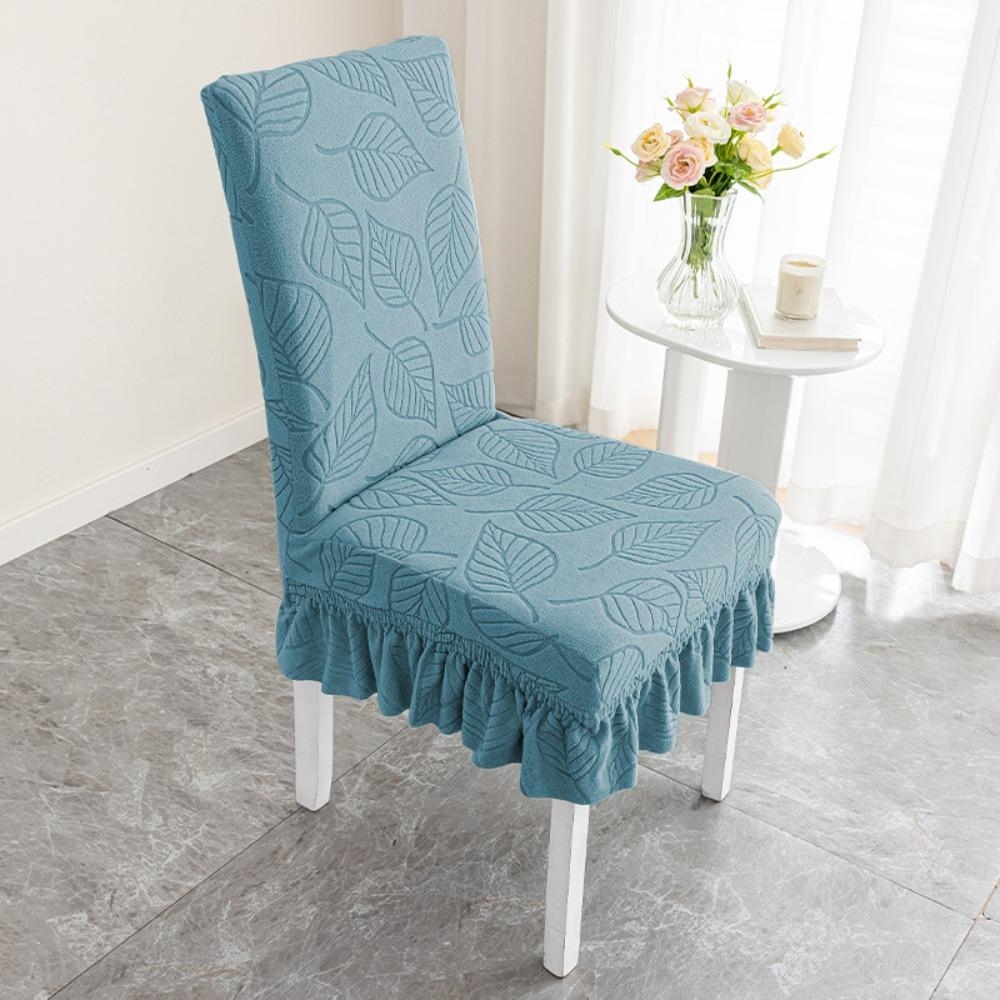 

New High-elastic Dining Chair Cover Anti-slip Jacquard Stool Slipcover Soft Anti-dirty Integrated Seat Cover for Home Decoration синій