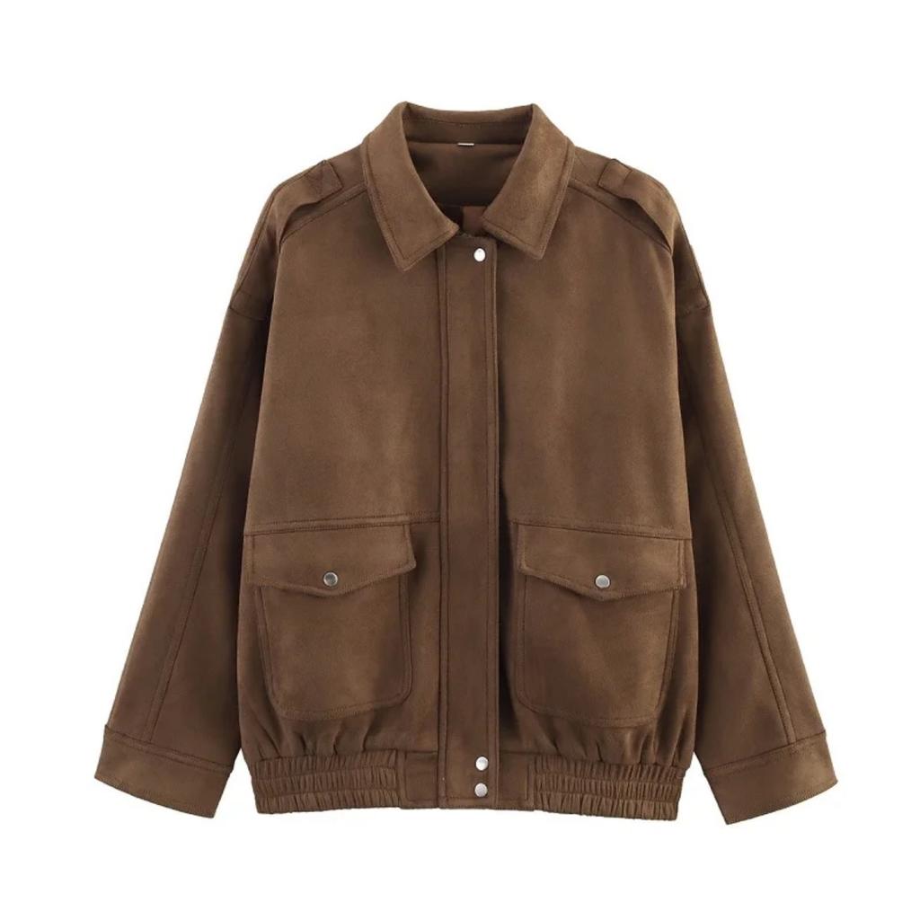 Bomber Jackets for Women Outerwears Suede Jacket Women Streetwear Holiday Women Coats Zipper