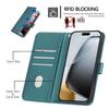 For iPhone 17 Pro Case RFID Blocking Wallet Stand Imprinted Cat Pattern Leather Flip Phone Cover with Wrist Strap