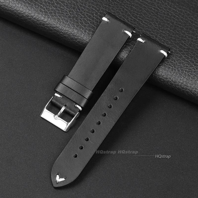 Handmade Retro Oil Wax Genuine Leather Watchbands Quick Release Calfskin Watch Strap Red Brown 18mm 20mm 22mm Replacement Belt