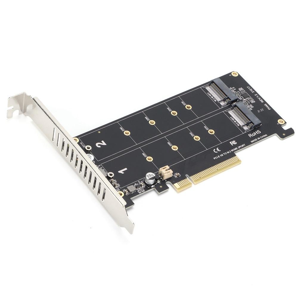 High Performance M.2 SSD PCIE X8 M Key Hard Drive Converter Dual M.2 NVMe SSD  PC Upgrade