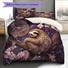 Black Sloth Pattern Bedding Home Decoration Birthday Gift (1 * Duvet Cover + 2 * Pillowcase, Without Core)