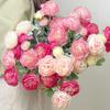 2 Head Decorative Flowers Artificial Ranunculus Asiaticus Silk Flower Stem Realistic 2 Head Faux Floral Decoration for Home
