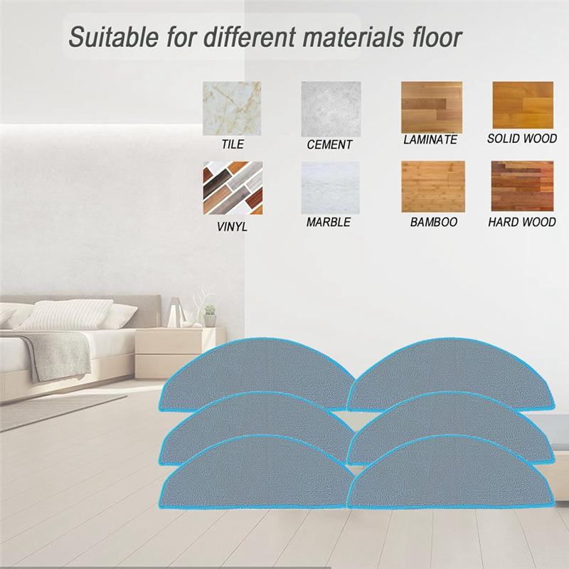 B69A 6PCS Mop Pad Replacement Part For Irobot Roomba Combo Essential Y0112 Vacuum Cleaner Washable Microfiber Mop Pad