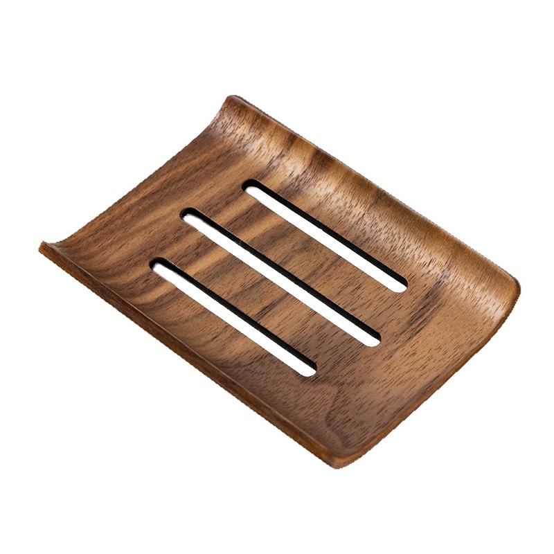1PC Recycled Walnut Wood Soap Dish Minimalist Design Rectangular Soap Holder Bathroom Soap Tray Nordic Style Accessory 12.8x9.8cm