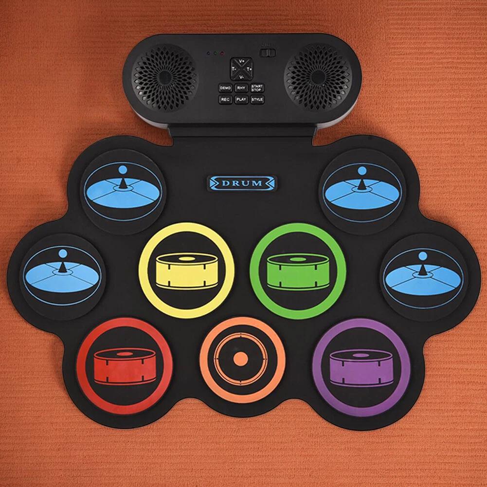 Portable Hand-Rolled Silicone Jazz Electronic Drum Set - Silent Practice Percussion Instrument