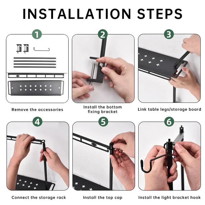 Outdoor Lightweight Aluminum Alloy Storage Rack, 2-layer Camping Table Stand, Picnic and Barbecue Tableware Storage Rack