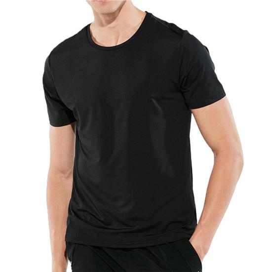 Мужская рубашка чистого цвета водонепроницаемый быстросохнущий повседневный летний топ для занятий спортом L чёрный