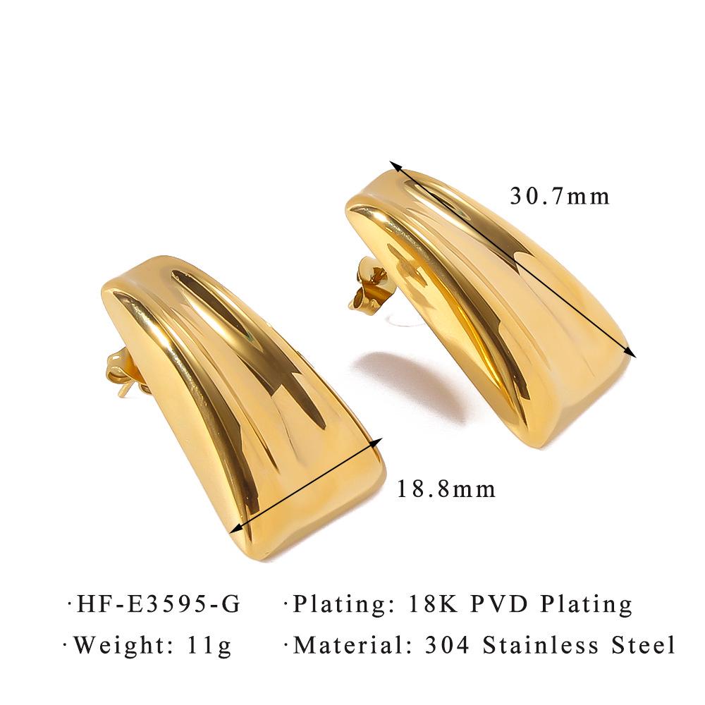 18K Retro Geometric Trapezoid Stud Earrings: Versatile Titanium Steel Jewelry