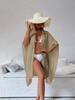 2026 Summer European & American Beach Sun Protection Women's Loose Cardigan: Long Sleeve Tie-Up for Vacation Wear