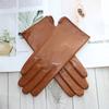 New Ladies Sheepskin Touch Screen Gloves Single Leather Thin Unlined Classic Solid Color Versatile Straight Driving Gloves