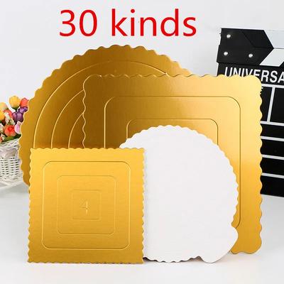 10 Pcs Round Square Mousse Cake Boards Mat Food Grade Paper Kitchen Baking Accessories Gold New Year Wedding Cake Displays Tray
