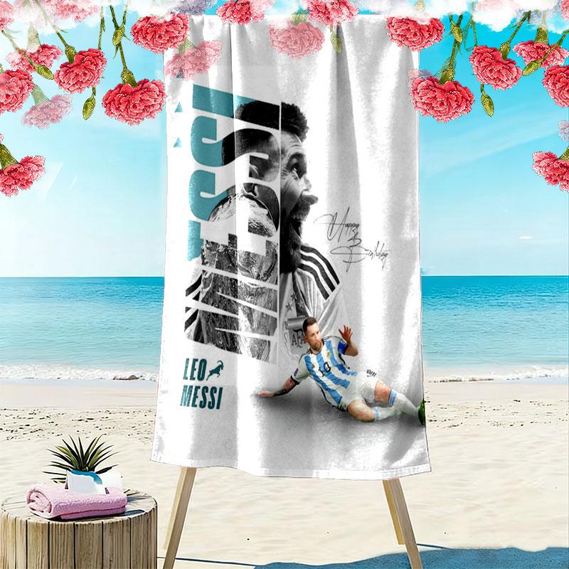 Asciugamano da Spiaggia Stampa Radiosa Messi, Asciugamano Grande Morbido Asciugatura Rapida per Spiaggia Campeggio Nuoto