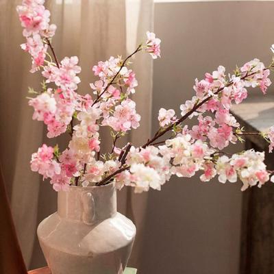 Pink Artificial Sakura Flower Silk Decorative Artificial Faux Plants Peach Long Branches Fake Cherry Blossoms Wedding Decoration