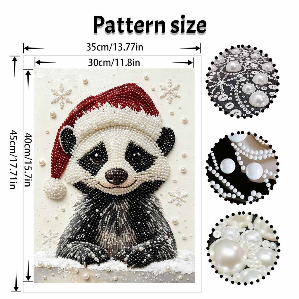 Christmas Pearl Painting Kit Handmade DIY Cute Panda Santa Hat Winter Holiday Home Decoration Painting