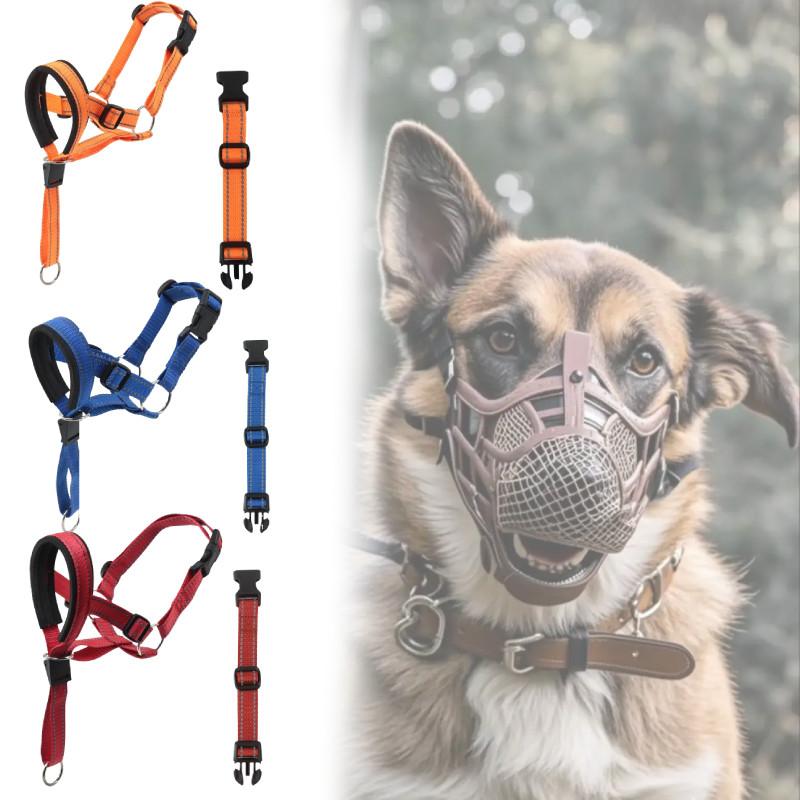 Dog Muzzle Adjustable Breathing Nylon Safety Training For Small Medium Large Pets