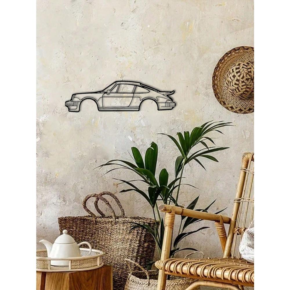Metal Porsche 911 Turbo Wall Art Sculpture, Creative Iron Home Decoration, Unique Car Pendant Ornament for Indoor Living Room Decor