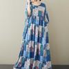 Round Neck Short Sleeved Artistic Retro Casual Loose Women's Dress