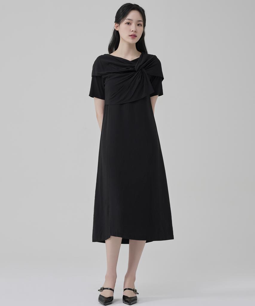 Hye Young Kim Silk Interlace Short Sleeve Dress - Black