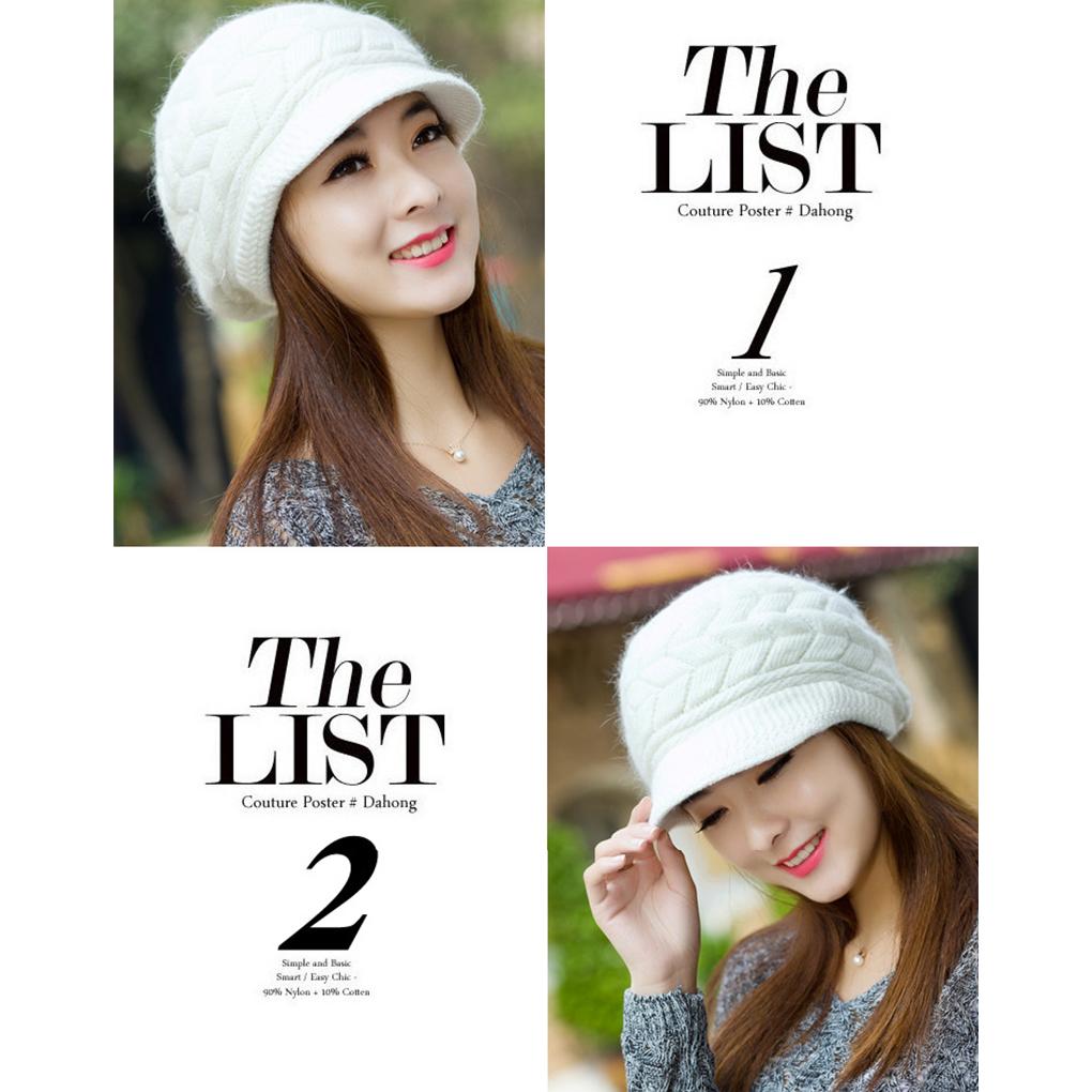 Knit Peaked Hat Hair Womens Clothing Accessories Cap Autumn Casual Stretchy Plush Lining Warm Solid Color Comfortable
