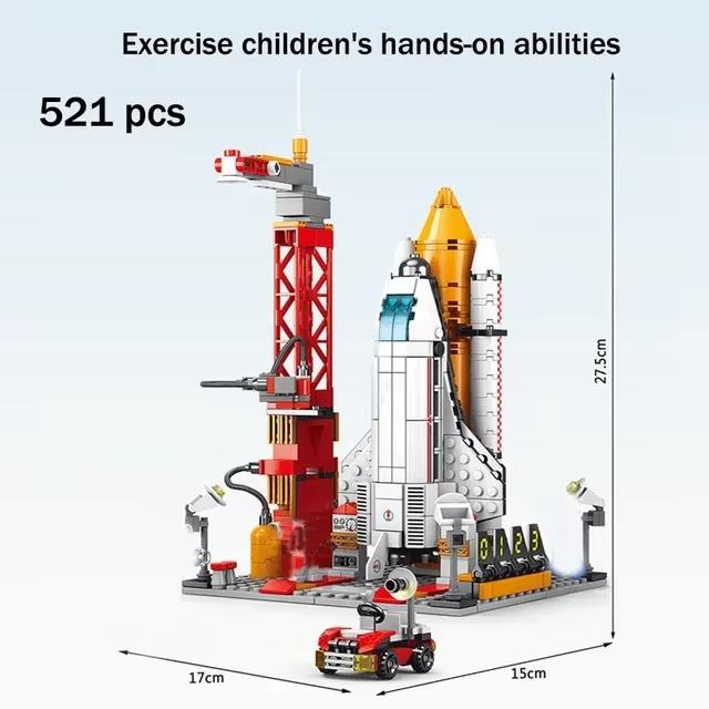Space Aviation Manned Rocket Building Blocks With Astronaut Figure City Aerospace Puzzle Assembly Model Bricks Children Toys Kid