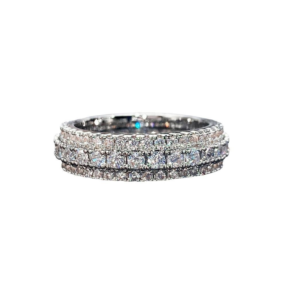 Exaggerated Luxury Unisex Ring, Copper-Plated Platinum-Plated Zircon Jewelry.