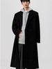 Men's Black Wool Trench Coat - Korean Style, Mid-Length, Over-the-Knee for 2025 Spring/Autumn