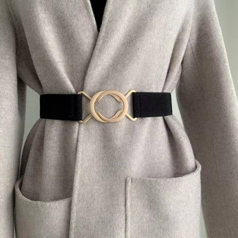 Single Circle Solid Color Simple Elastic Girdle Ladies Dress Slim Belt Ring Buckle Girdle