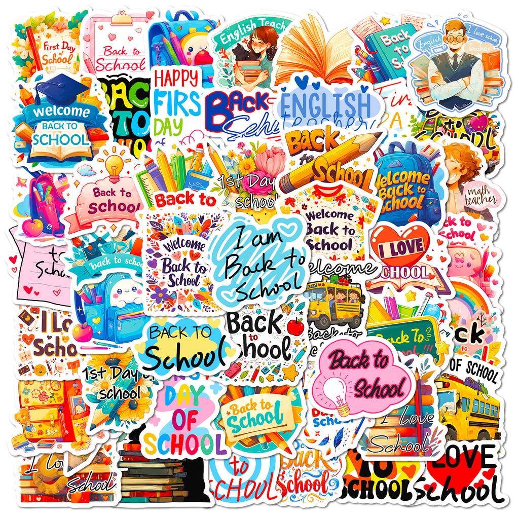 50 School Season Text Decorative Stickers English Love Learning Graffiti Stickers Diy Luggage Notebook