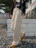 Samt Cordhose Retro Braun Herbst/Winter Weites Bein Messerhose für Damen Groß Hohe Taille Lange Leggings