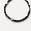 BONBEAU Silver Flower Charms Black Beads Bracelet Silver Flower Charm Black Bead Banding Bracelet