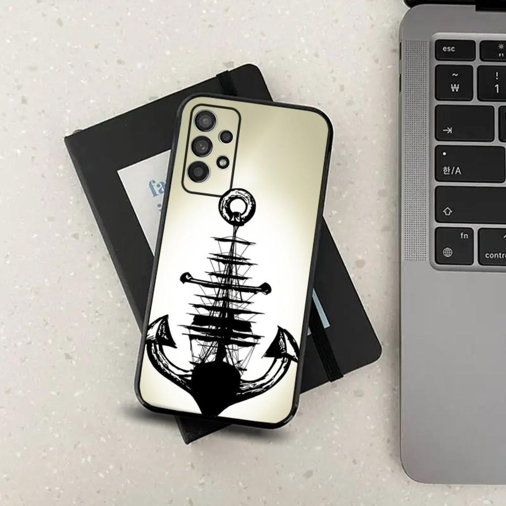 Anchor Sailing Phone Case For Samsung S24,S21,S22,S23,S30,Ultra,S20,Plus,Fe,Lite,Note,10,9,5G Black Soft Cover