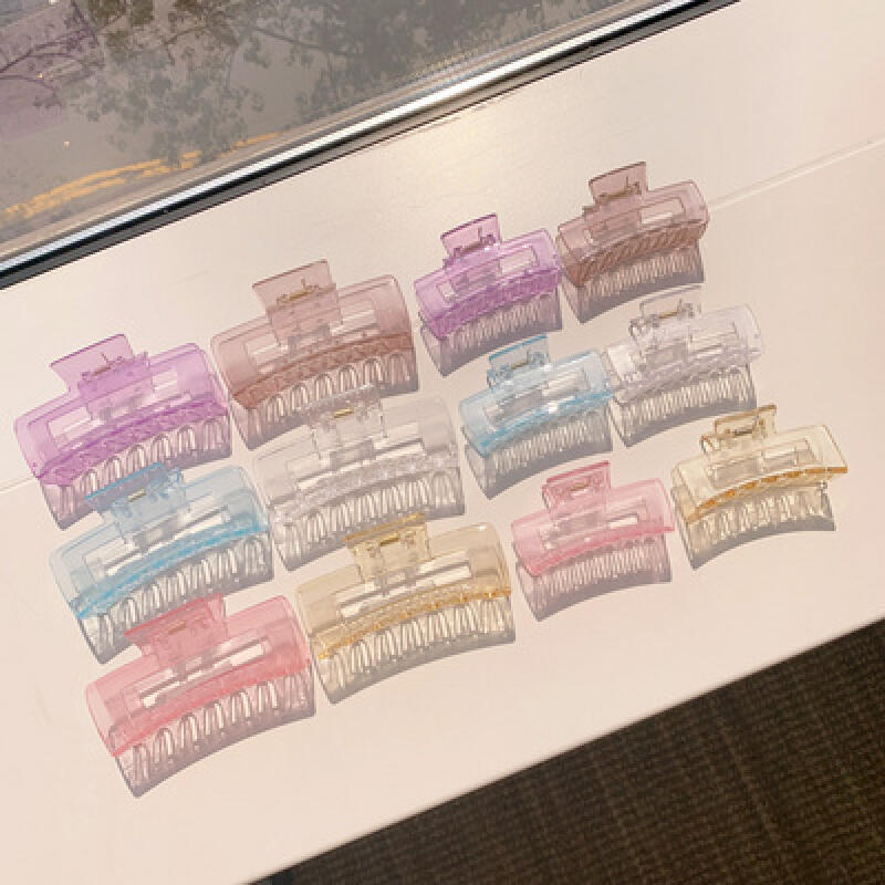 Clear square hair clip half-up hair pin M size 8cm/blue