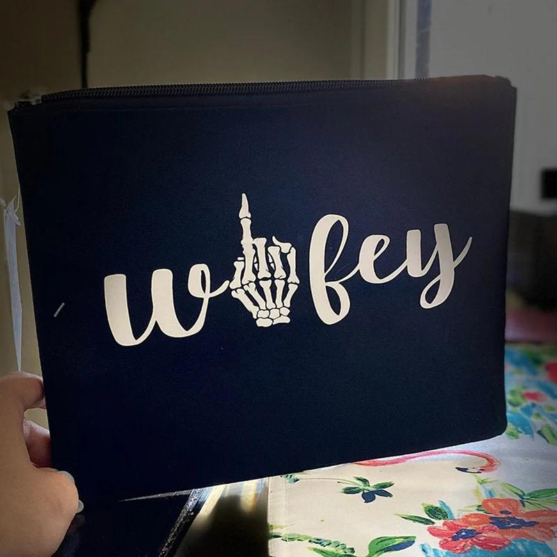 

Wifey Makeup Bag Till death do us part Halloween fall autumn Gothic wedding bridal shower Bachelorette Party bride to be gift