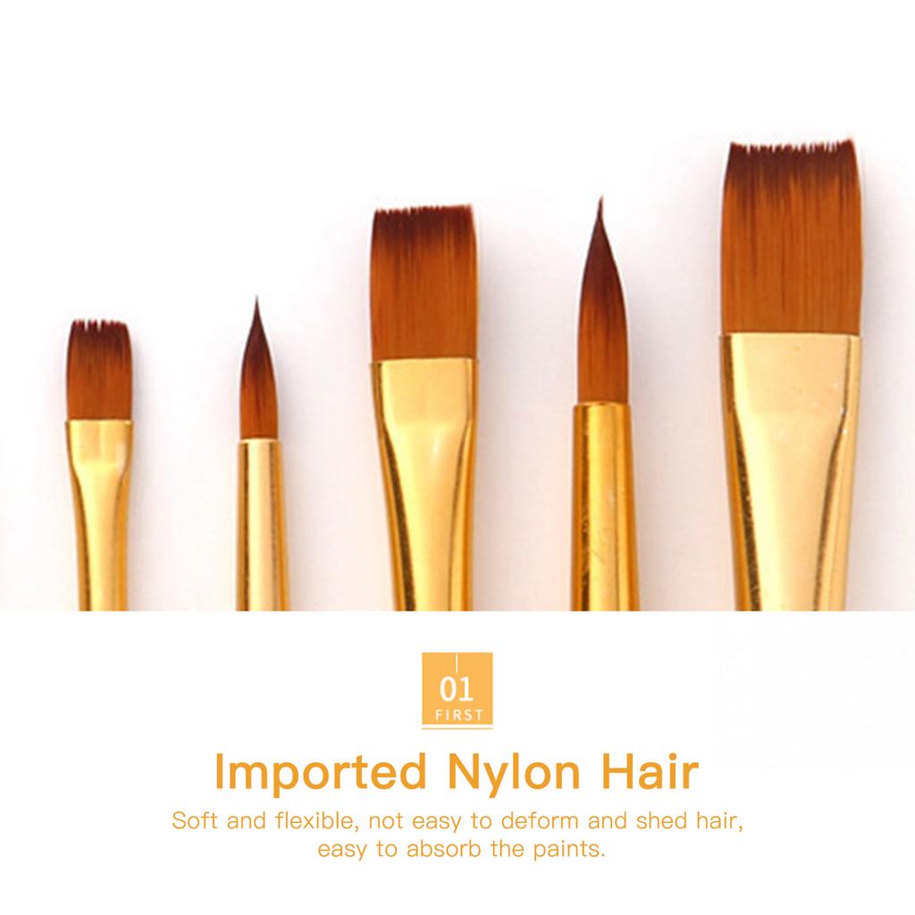 6pcs Paint Brushes Set Round and Flat Tips Artists Paintbrushes Nylon Hair Wooden Handle Art Supplies Gift for Children Adults Beginners for Acrylic
