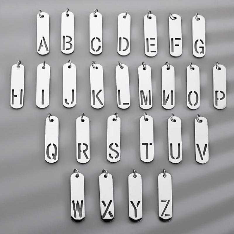 HNSP 316L Stainless Steel Initial Pendant Chain Necklace For Men Letter Tags  Accessories