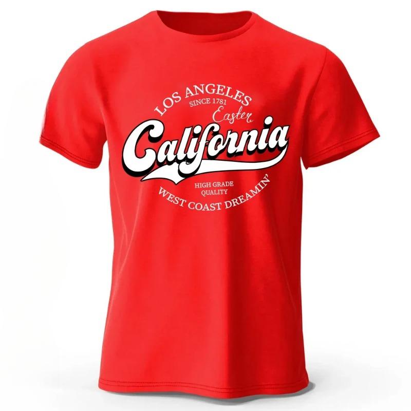 Summer Fashion Heavyweight Retro Men's English Letters 100% Cotton Printed Round Neck High-quality Casual Fitness Street T-shirt